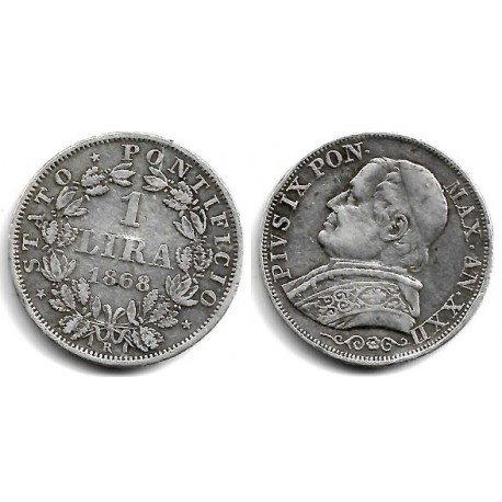 (1378) Ciudad del Vaticano. 1868. 1 Lira (MBC) (Plata)