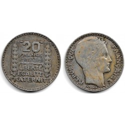 (879) Francia. 1933. 20 Francs (MBC-) (Plata)