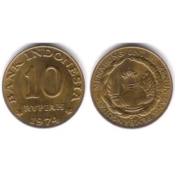 (38) Indonesia. 1974. 10 Rupiah (SC)