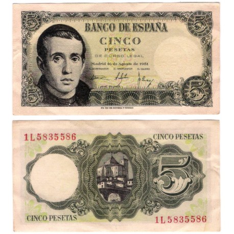 Estado Español. 1951. 5 Pesetas (MBC+) Serie 1L