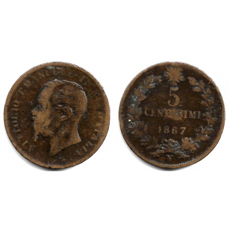 (3.3) Italia. 1867N. 5 Centesimi (BC)