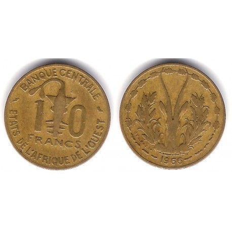 (1a) Estados África Oeste. 1966. 10 Francs (BC/BC+)