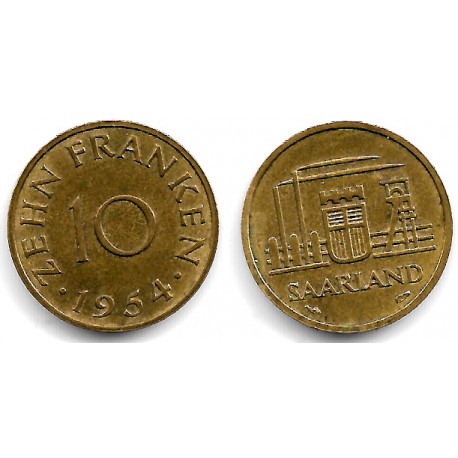 (1) Saarland. 1954. 10 Francs (MBC)