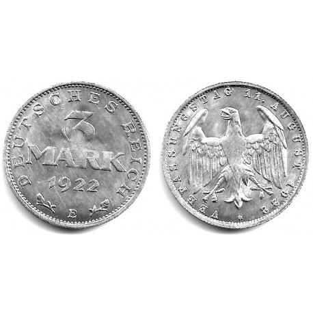 (29) Imperio Alemán (Weimar). 1922(E). 3 Mark (EBC)