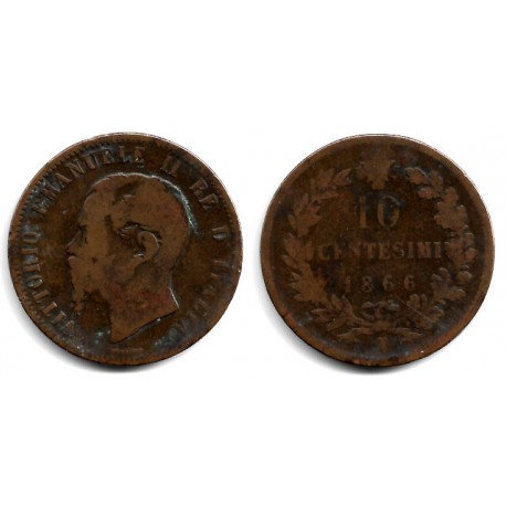 (11.4) Italia. 1866N. 10 Centesimi (BC/BC-)