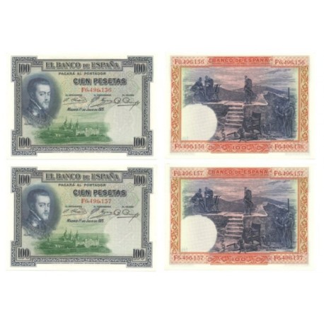 [1925] Billete de 100 Pesetas (x2) (SC). Pareja Correlativa.