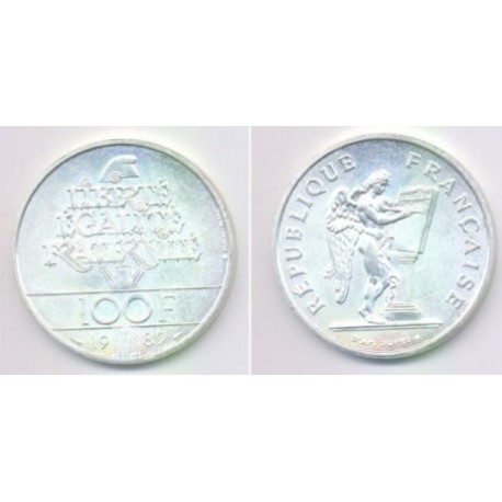 (970) Francia. 1989. 100 Francs (SC) (Plata)