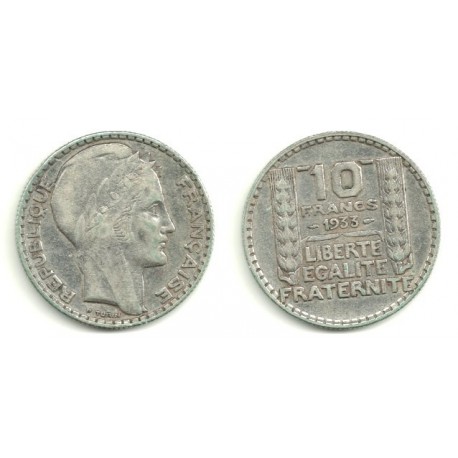 (878) Francia. 1933. 10 Francs (MBC) (Plata)