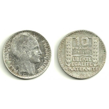 (878) Francia. 1931. 10 Francs (MBC) (Plata)