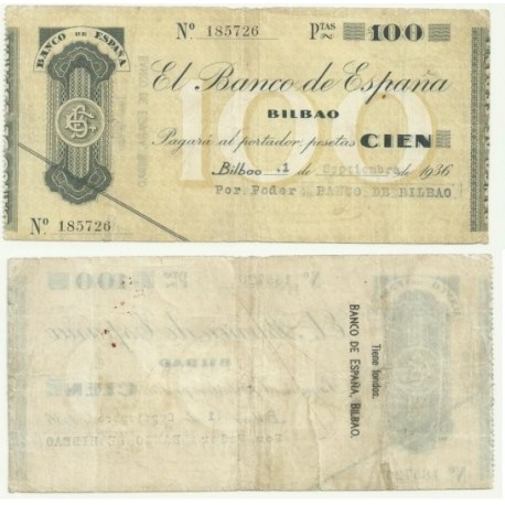 [1936] Billete de 100 Pesetas (MBC).