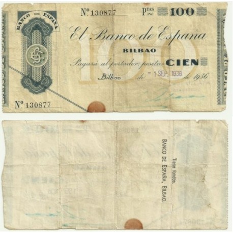 [1936] Billete de 100 Pesetas (MBC).