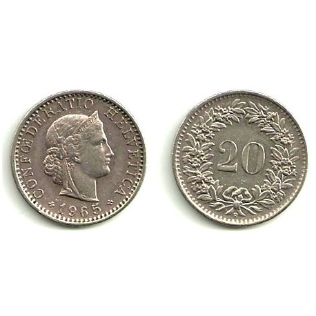 (29a) Suiza. 1965(B). 20 Rappen (EBC)