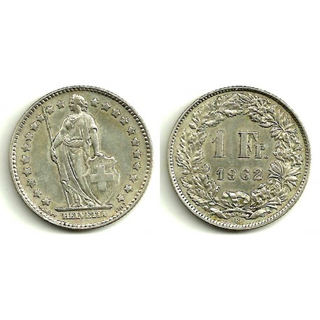 (24) Suiza. 1962B. 1 Franc (EBC) (Plata)