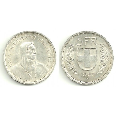 (40) Suiza. 1967B. 5 Francs (SC) (Plata)