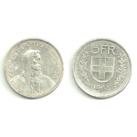 (40) Suiza. 1965B. 5 Francs (EBC) (Plata)