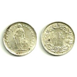 (23) Suiza. 1963(B). ½ Franc (MBC) (Plata)