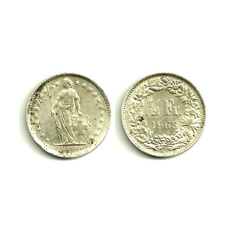 (23) Suiza. 1963(B). ½ Franc (MBC) (Plata)