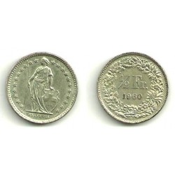 (23) Suiza. 1960(B). ½ Franc (EBC) (Plata)