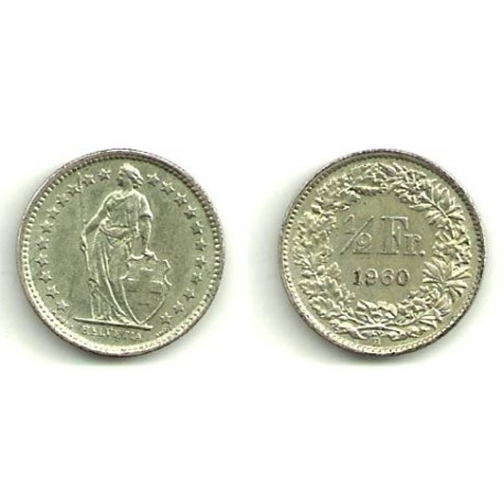 (23) Suiza. 1960(B). ½ Franc (EBC) (Plata)