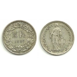 (23) Suiza. 1957B. ½ Franc (EBC) (Plata)