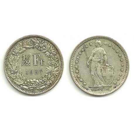 (23) Suiza. 1957B. ½ Franc (EBC) (Plata)