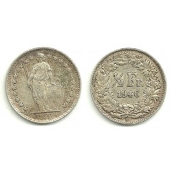 (23) Suiza. 1946B. ½ Franc (MBC) (Plata)