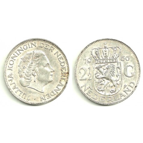 (185) Países Bajos. 1966. 2 ½ Gulden (EBC) (Plata)