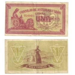 [1936] Billete de 1 Peseta (BC). Sin Serie.